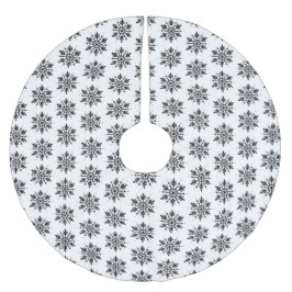 Schwarzweißschneeflocke Polyester Weihnachtsbaumdecke