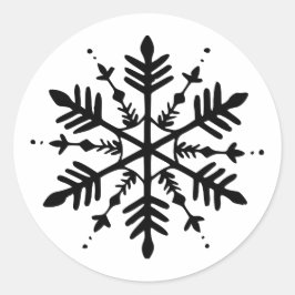 Schwarzweißschneeflocke Runder Aufkleber
