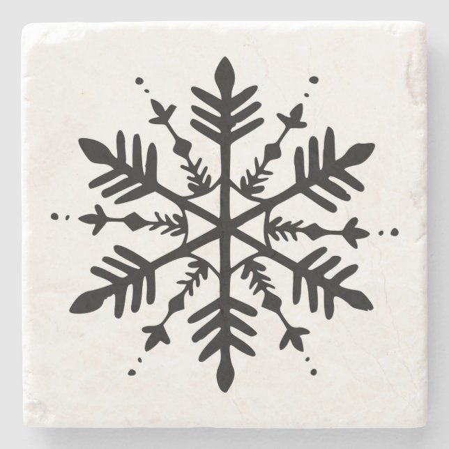 Schwarzweißschneeflocke Steinuntersetzer (Vorderseite)