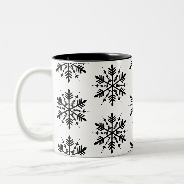 Schwarzweißschneeflocke Zweifarbige Tasse (Links)