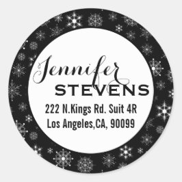Schwarzweißschneeflocken Runder Aufkleber