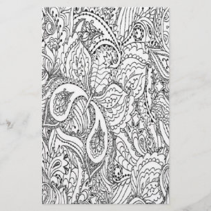 Schwarzweißseite mit Blumenfarben Briefpapier