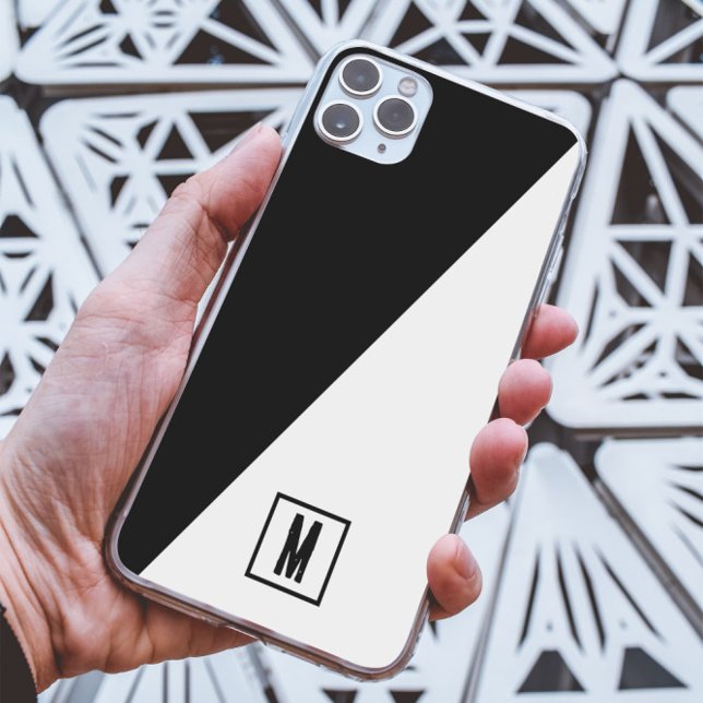 Schwarzweißspaltung Benutzerdefinierte Monogramm Case-Mate iPhone Hülle (Von Creator hochgeladen)
