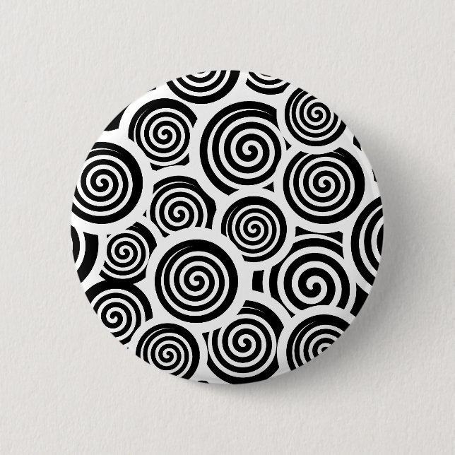 Schwarzweißspirale Vektormuster Button (Vorderseite)