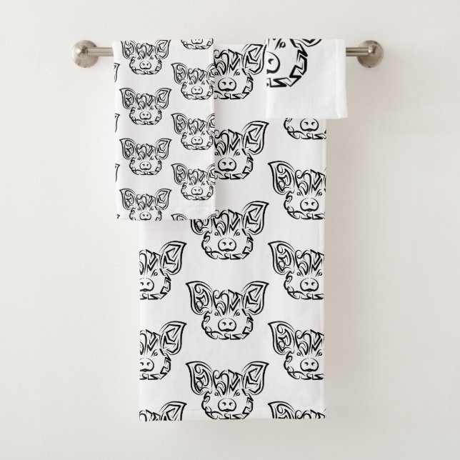 Schwarzweißstäbchen Badhandtuch Set (Insitu)