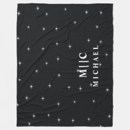 Schwarzweißsterne mit Retrostern Fleecedecke