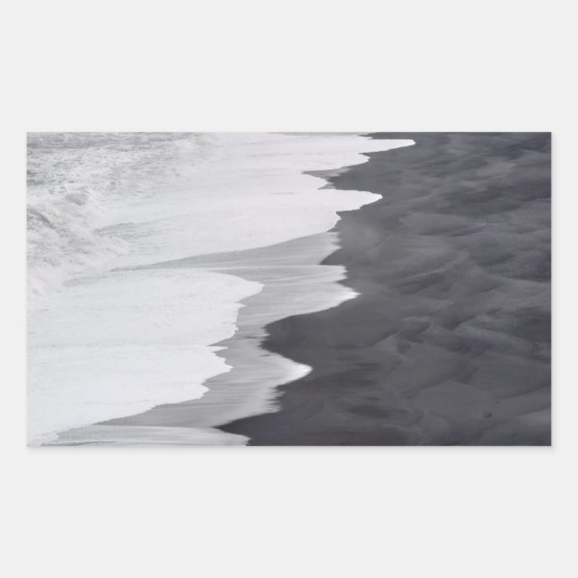 Schwarzweißstrand landschaftlich rechteckiger aufkleber (Vorderseite)