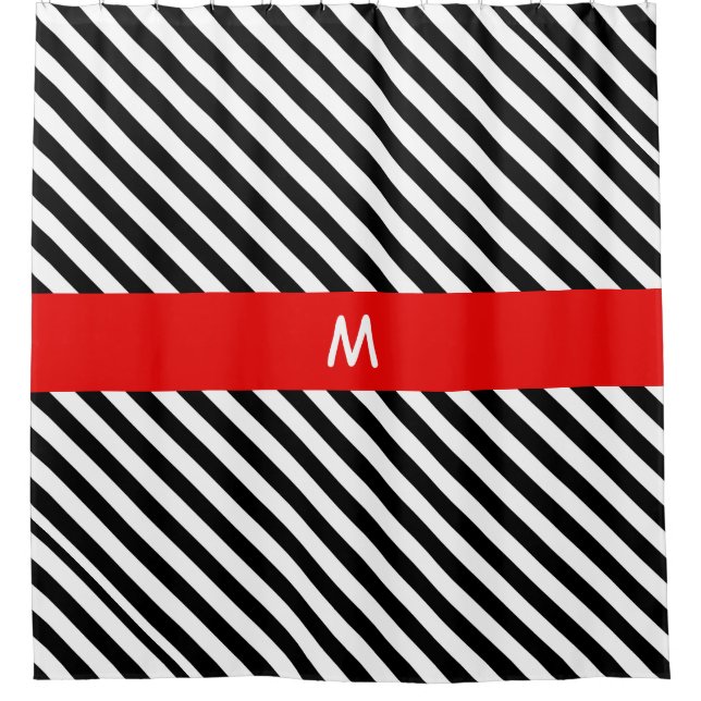 Schwarzweißstreifen Duschvorhang (Vorderseite)