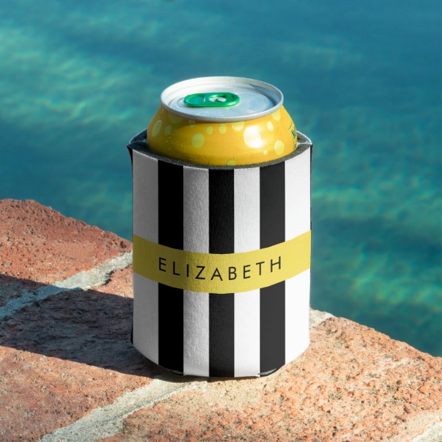Schwarzweißstreifen, Streifen, Linien, Ihr Name Dosenkühler (In Situ Pool)