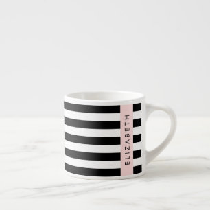 Schwarzweißstreifen, Streifen, Linien, Ihr Name Espressotasse
