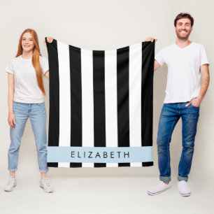Schwarzweißstreifen, Streifen, Linien, Ihr Name Fleecedecke