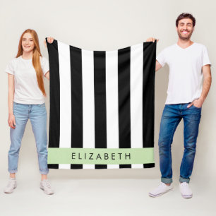 Schwarzweißstreifen, Streifen, Linien, Ihr Name Fleecedecke