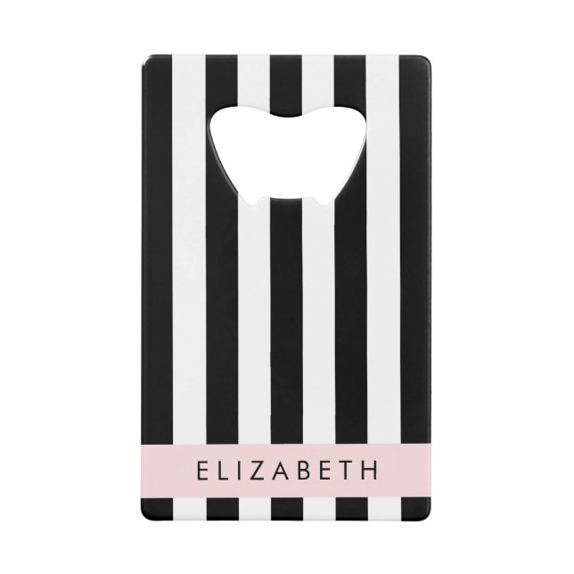 Schwarzweißstreifen, Streifen, Linien, Ihr Name Geldbeutel Flaschenöffner (Vorderseite)