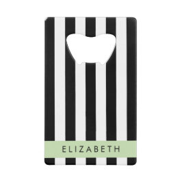 Schwarzweißstreifen, Streifen, Linien, Ihr Name Geldbeutel Flaschenöffner