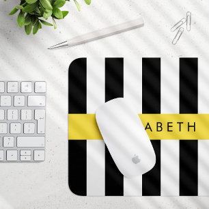 Schwarzweißstreifen, Streifen, Linien, Ihr Name Mousepad