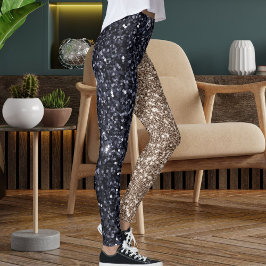 Schwarzweißtan Glitzer Textur Nahtloses Muster Leggings