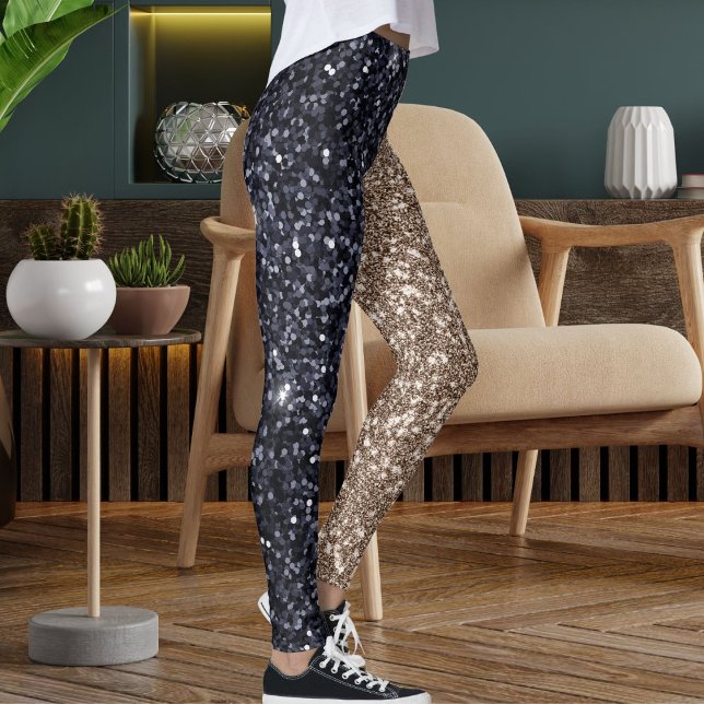 Schwarzweißtan Glitzer Textur Nahtloses Muster Leggings (Von Creator hochgeladen)