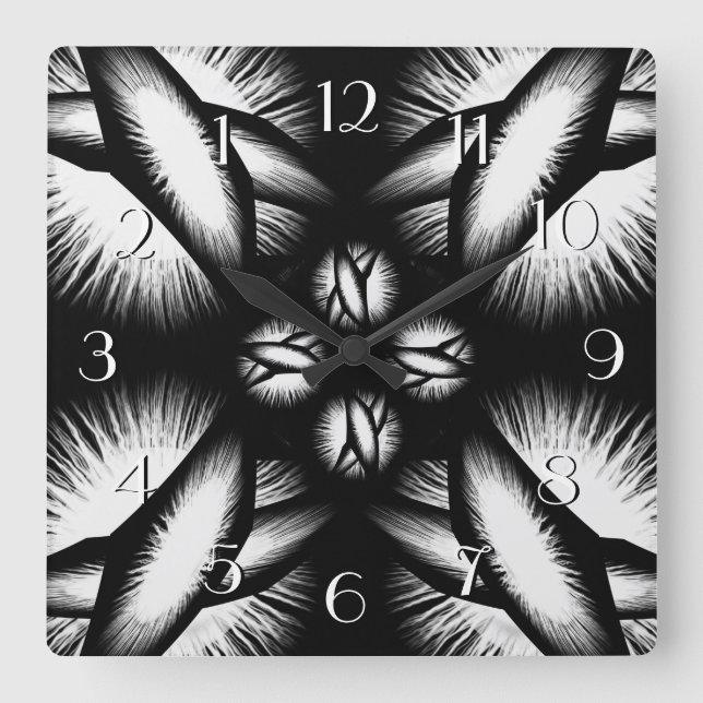 Schwarzweißuhr Quadratische Wanduhr (Vorderseite)