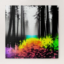 Schwarzweißwald und Schwarzwald mit weißer Silhoue Puzzle