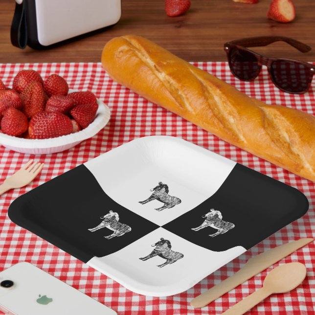 Schwarzweißzebra Pappteller (Picknick)