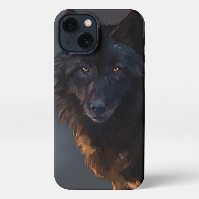 Schwarzwolf iPhone Hülle (Rückseite)