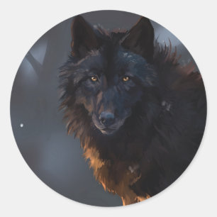 Schwarzwolf Runder Aufkleber