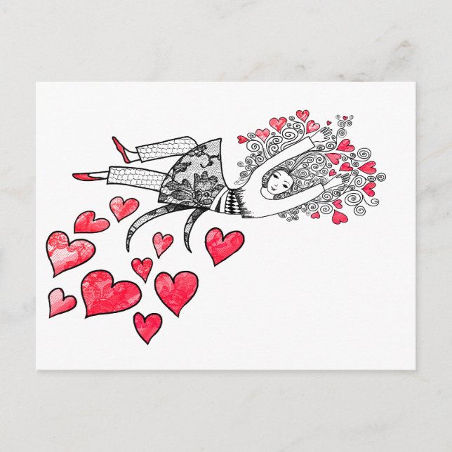 Schwebend auf Liebe Postkarte (Vorderseite)