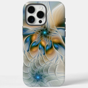 Schwebende, abstrakte Fantasy-Fraktal-Kunst in Bla iPhone 16 Pro Max Hülle