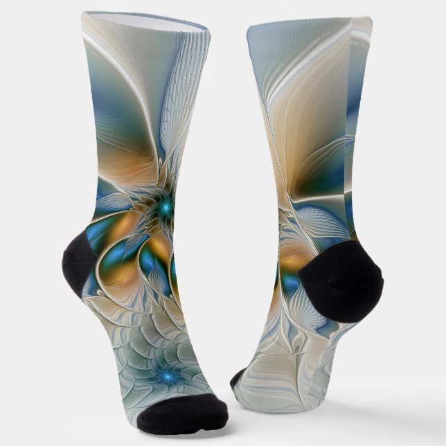 Schwebende, abstrakte Fantasy-Fraktal-Kunst in Bla Socken (Gewinkelt)