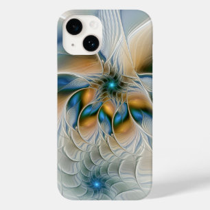 Schwebende, abstrakte Fantasy-Fraktalkunst in Blau Case-Mate iPhone 14 Hülle