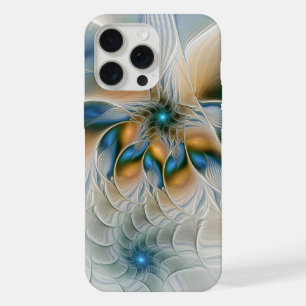 Schwebende, abstrakte Fantasy-Fraktalkunst in Blau iPhone 15 Pro Max Hülle