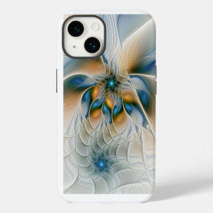 Schwebende, abstrakte Fantasy-Fraktalkunst in Blau iPhone 14 Hülle