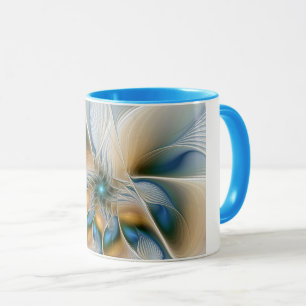 Schwebende, abstrakte Fantasy-Fraktalkunst in Blau Tasse