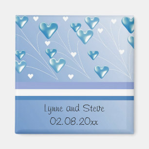 Schwebende blaue Herzen Save the Date Magnet