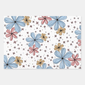 Schwebende Blüten – Florales Geschenkpapier Set