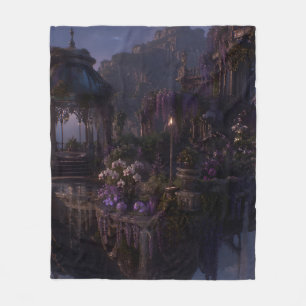Schwebende Burggarten-Rosa-Sonnenuntergangs-Fliesb Fleecedecke