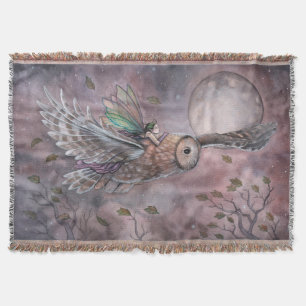 Schwebende Eule und Feen-Fantasie-Kunst Decke