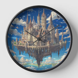 Schwebende Fantasy-Burg in den Wolken | Himmlisch Uhr