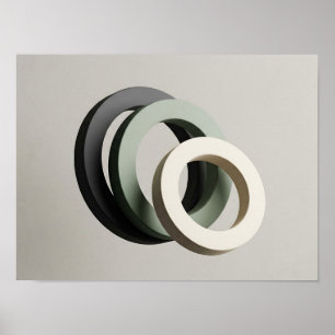Schwebende geschichtete Ringe Moderne geometrische Poster