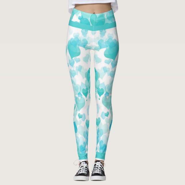 Schwebende Herzen in aquamarin Leggings (Vorderseite)