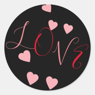 Schwebende Herzen Liebe Valentinstag Pink Rot Runder Aufkleber