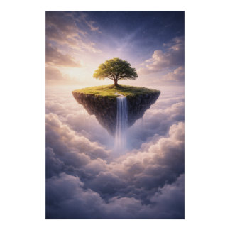 Schwebende Insel des Lebens – Träumerische Fantasi Poster