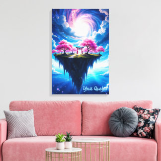 Schwebende Insel Sakura Kunst Leinwanddruck