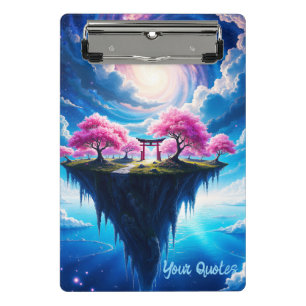 Schwebende Insel Sakura Kunst Mini Klemmbrett
