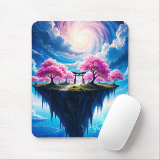 Schwebende Insel Sakura Kunst Mousepad