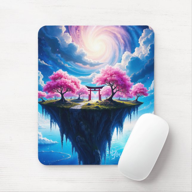 Schwebende Insel Sakura Kunst Mousepad (Mit Mouse)