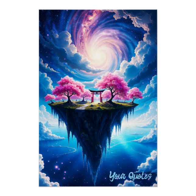 Schwebende Insel Sakura Kunst Poster (Vorderseite)