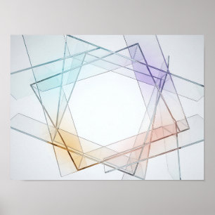 Schwebende irisierende Glasflächen geometrische Wa Poster