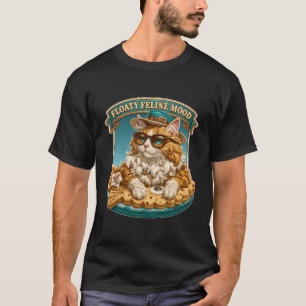 Schwebende Katzenstimmung Coole Katze auf Sommerpo T-Shirt
