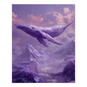Schwebende Lavendelwale im Traumhimmel Poster